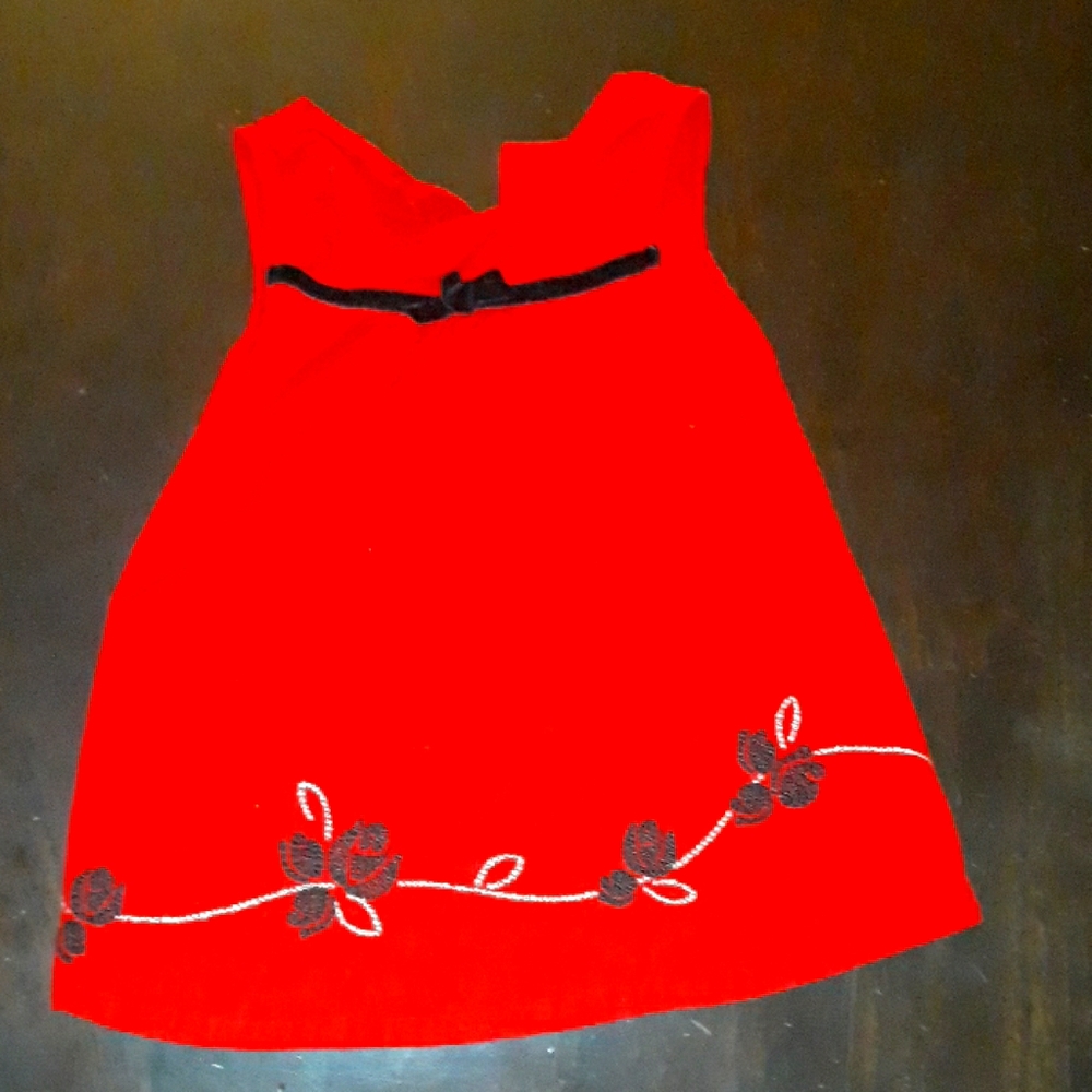 Curduroy dress with floral embroidery